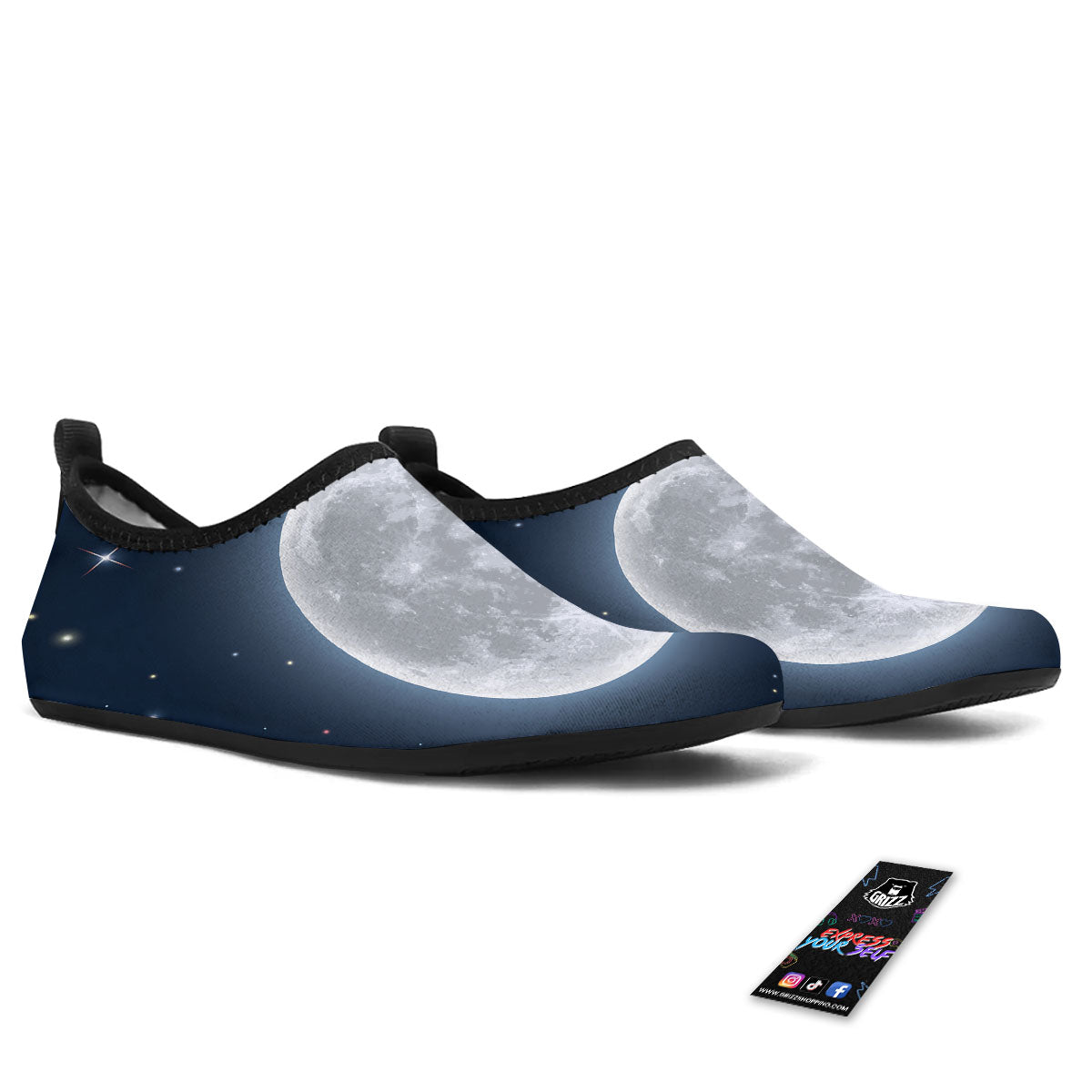 Moonlight And Night Sky Print Water Shoes-grizzshop