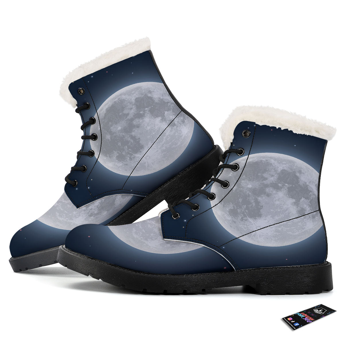 Moonlight And Night Sky Print Winter Boots-grizzshop