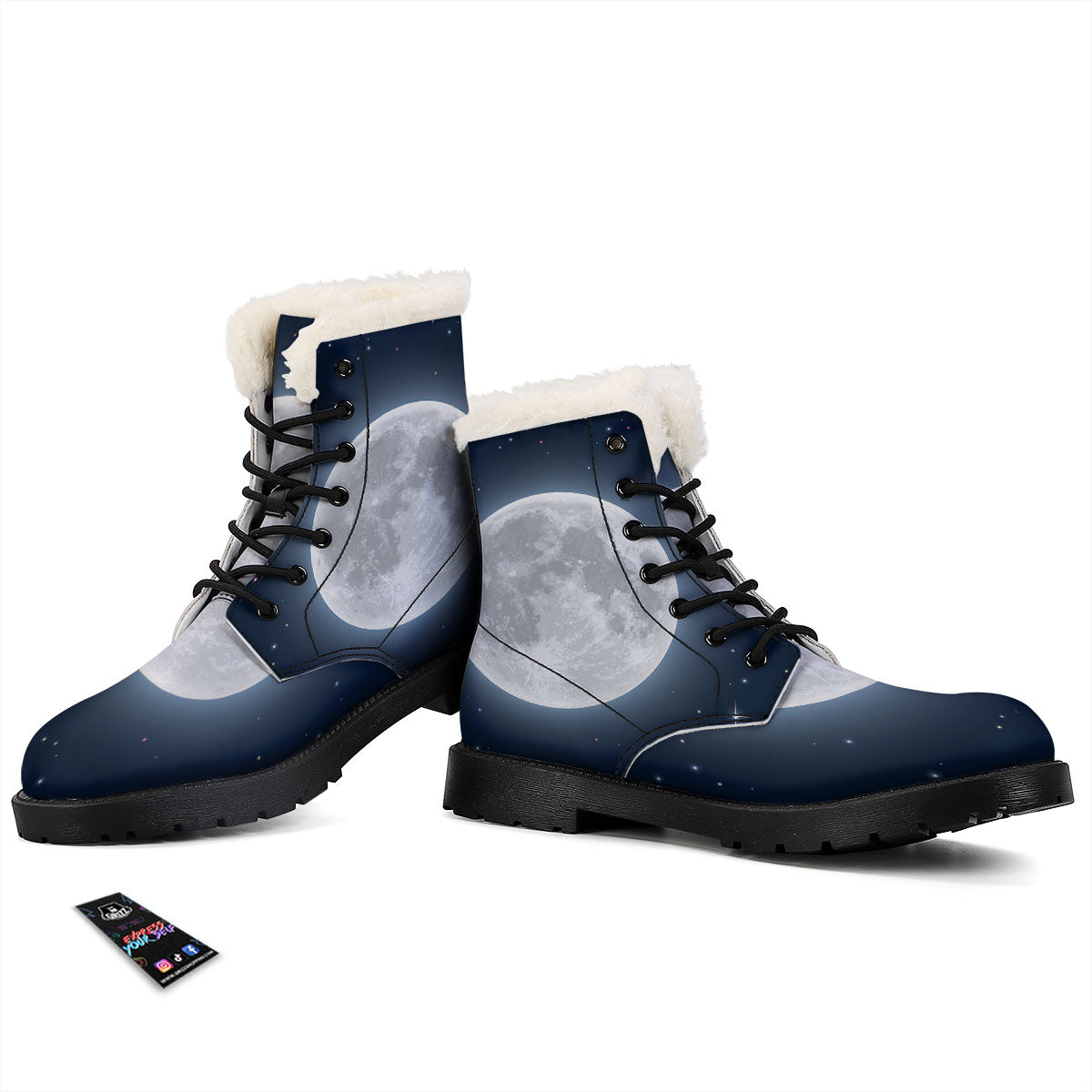 Moonlight And Night Sky Print Winter Boots-grizzshop