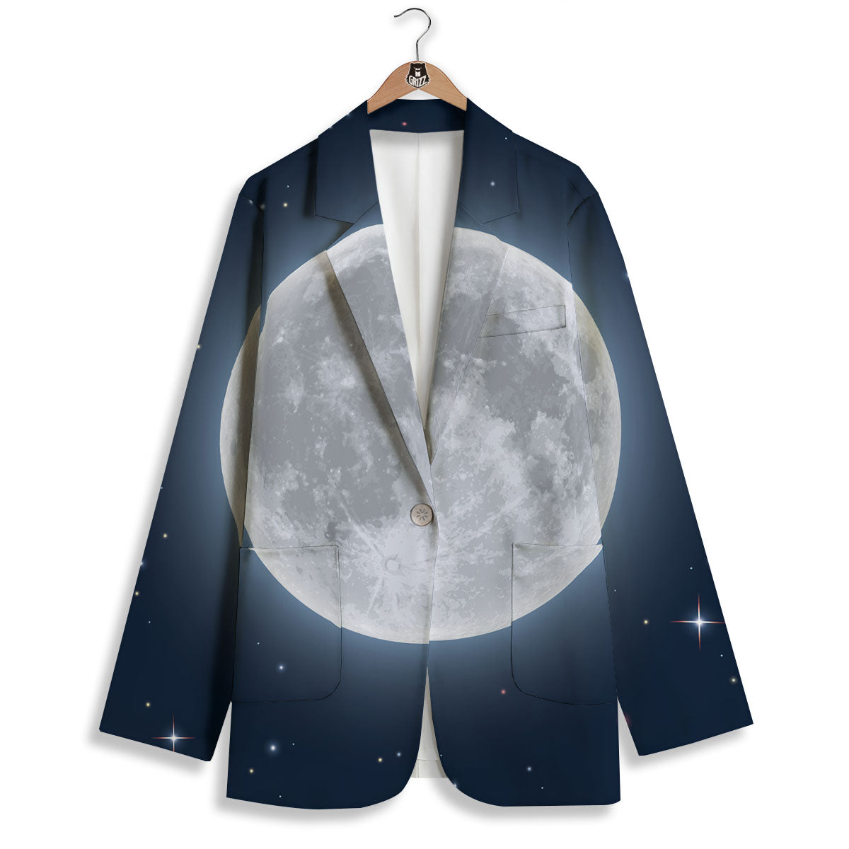 Moonlight And Night Sky Print Women's Blazer-grizzshop