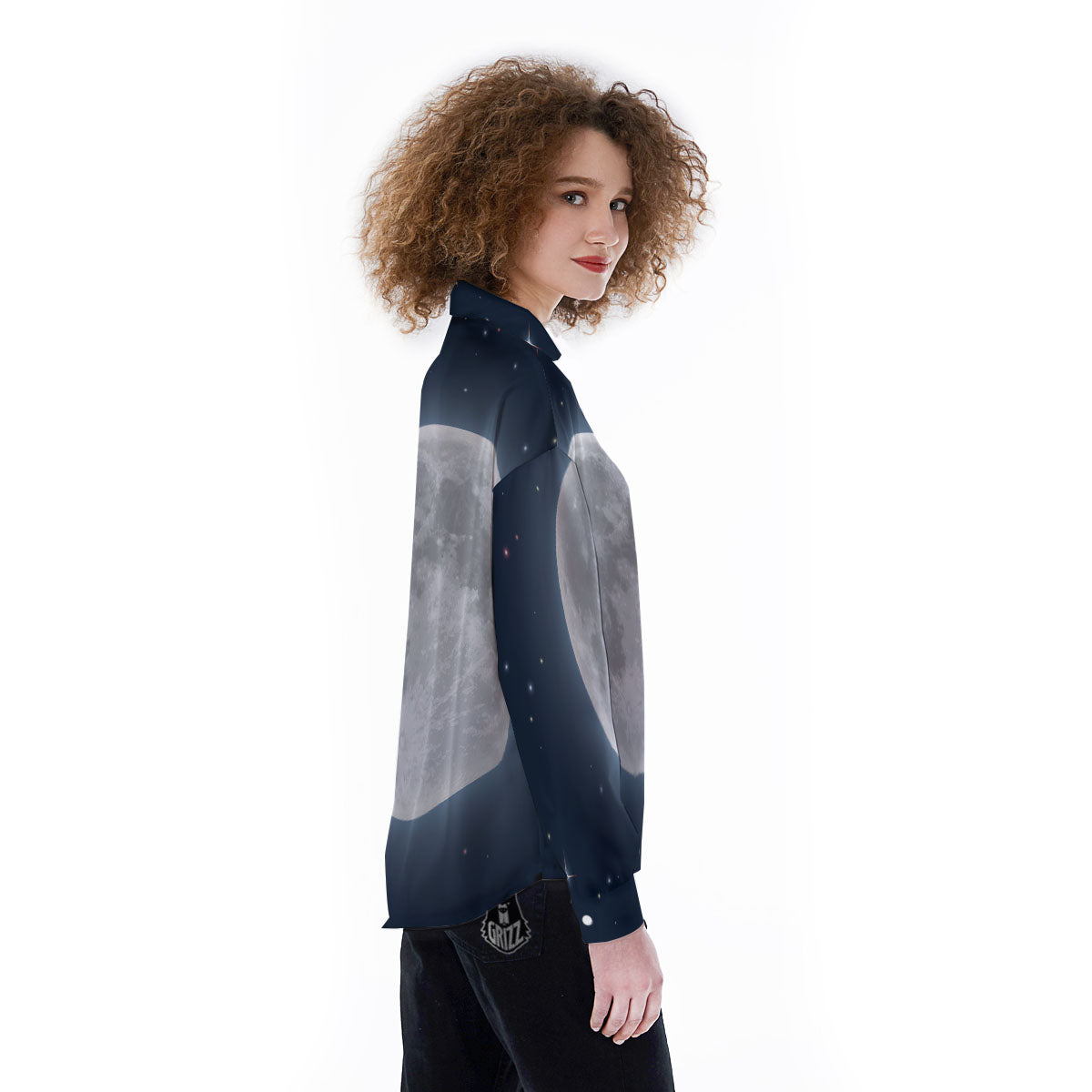 Moonlight And Night Sky Print Women's Long Sleeve Shirts-grizzshop