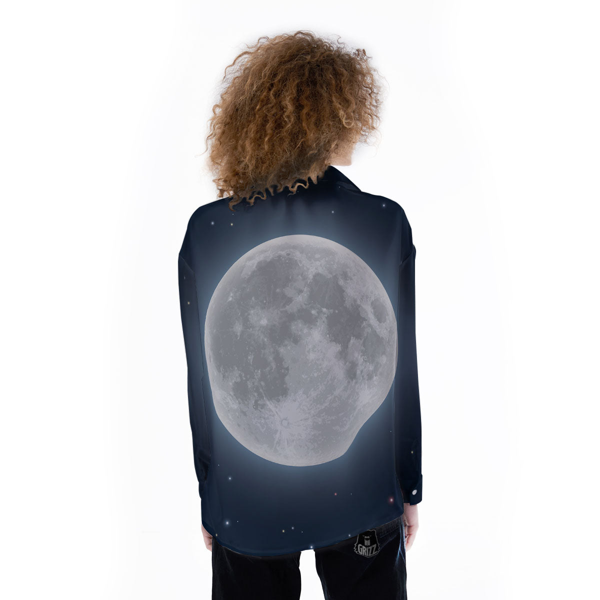 Moonlight And Night Sky Print Women's Long Sleeve Shirts-grizzshop