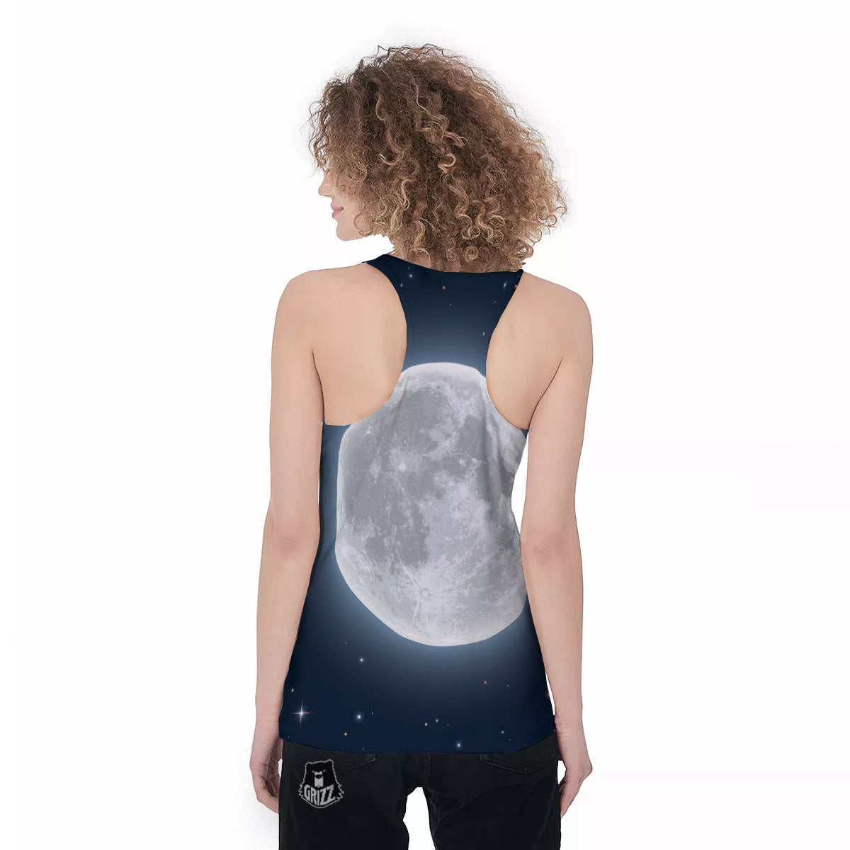 Moonlight And Night Sky Print Women's Racerback Tank Top-grizzshop