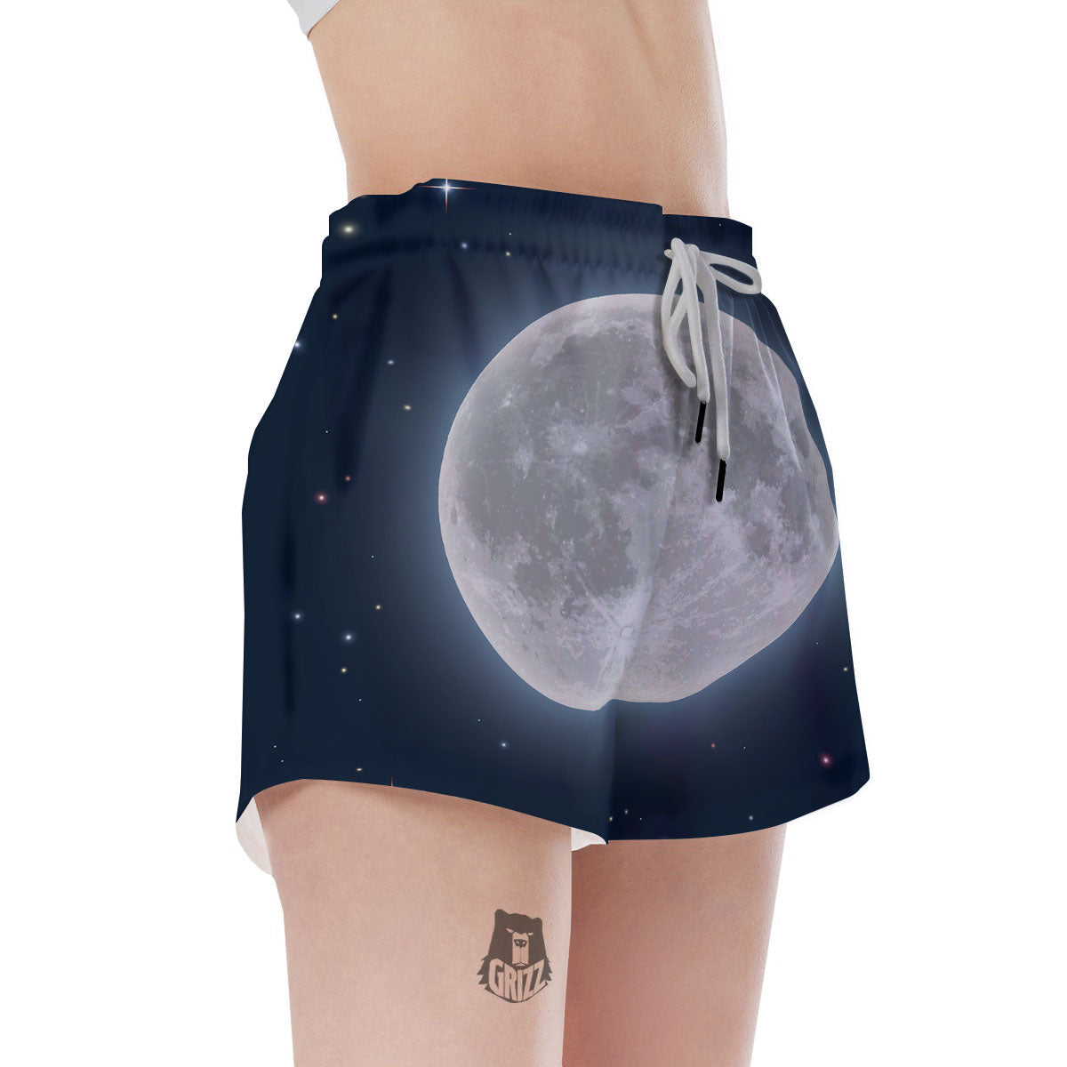 Moonlight And Night Sky Print Women's Shorts-grizzshop