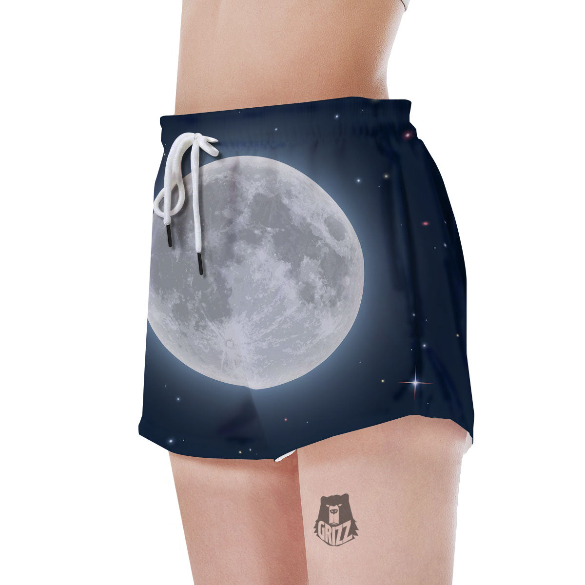 Moonlight And Night Sky Print Women's Shorts-grizzshop