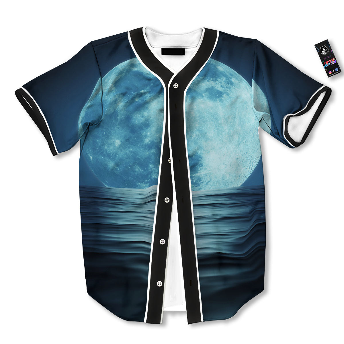 Moonlight And The Sea Print Baseball Jersey-grizzshop
