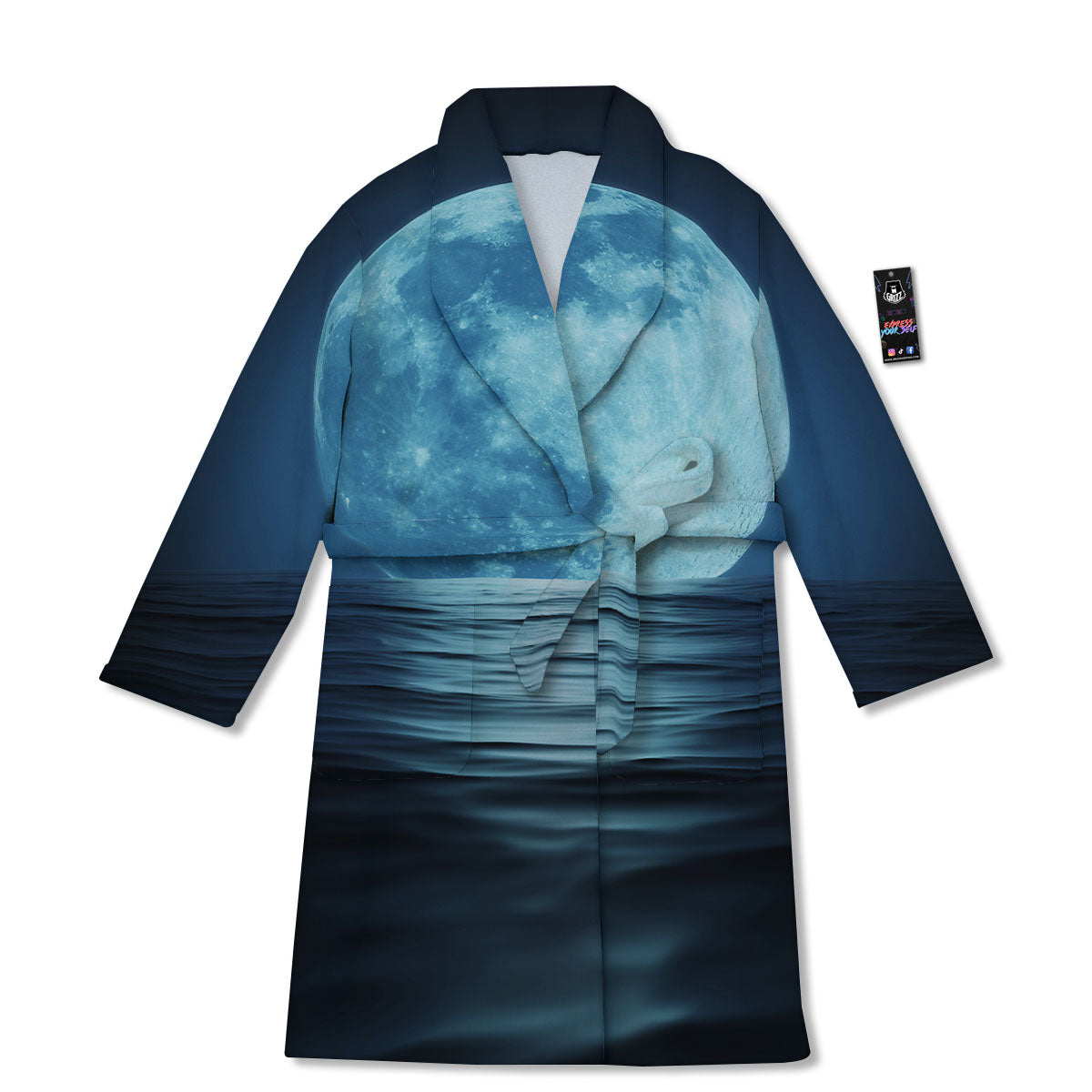 Moonlight And The Sea Print Bathrobe-grizzshop
