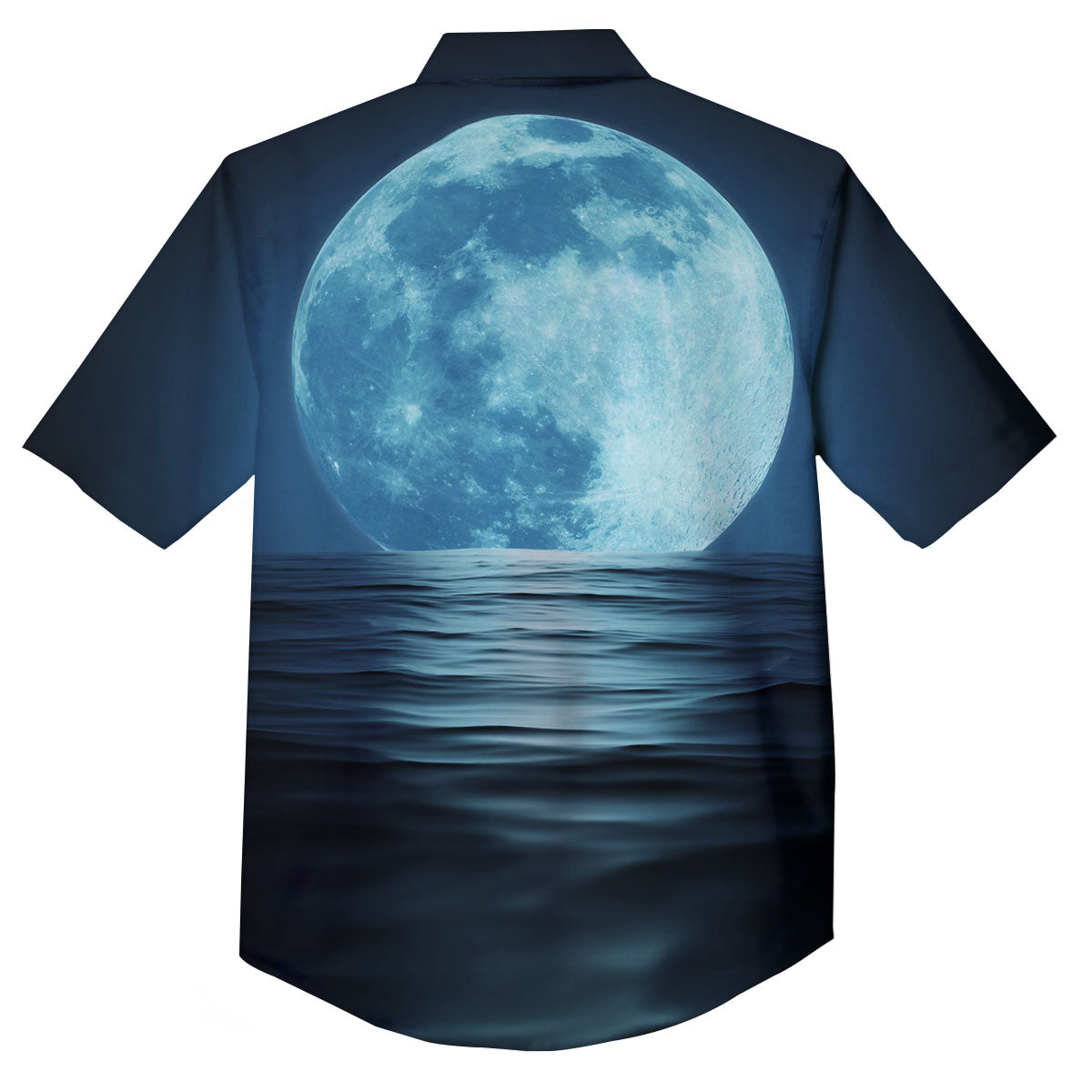 Moonlight And The Sea Print Button Up Shirt-grizzshop