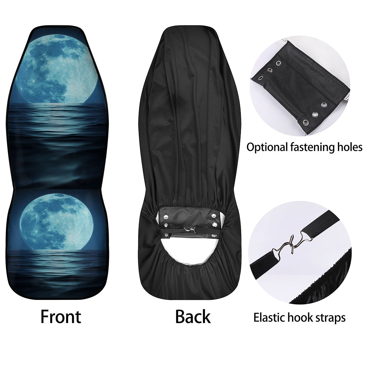 Moonlight And The Sea Print Car Seat Covers-grizzshop