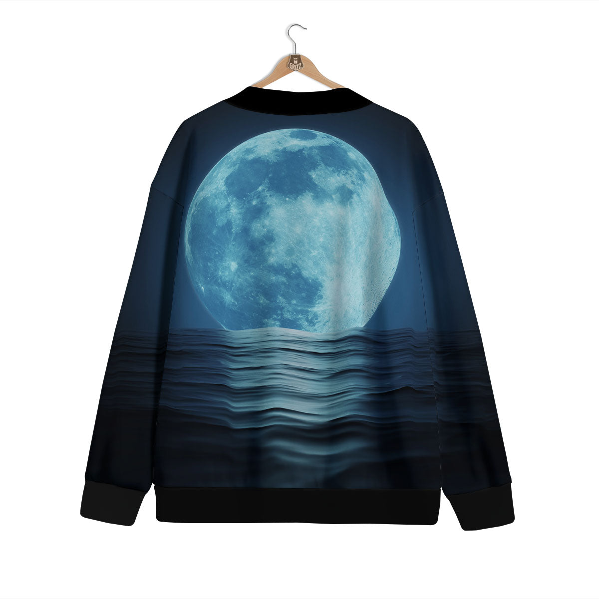 Moonlight And The Sea Print Cardigan-grizzshop