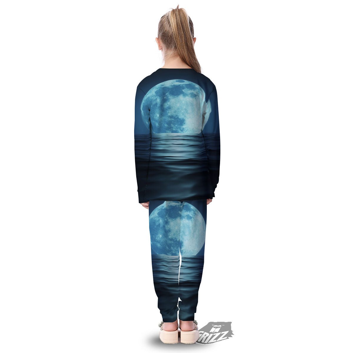 Moonlight And The Sea Print Kid's Pajamas-grizzshop