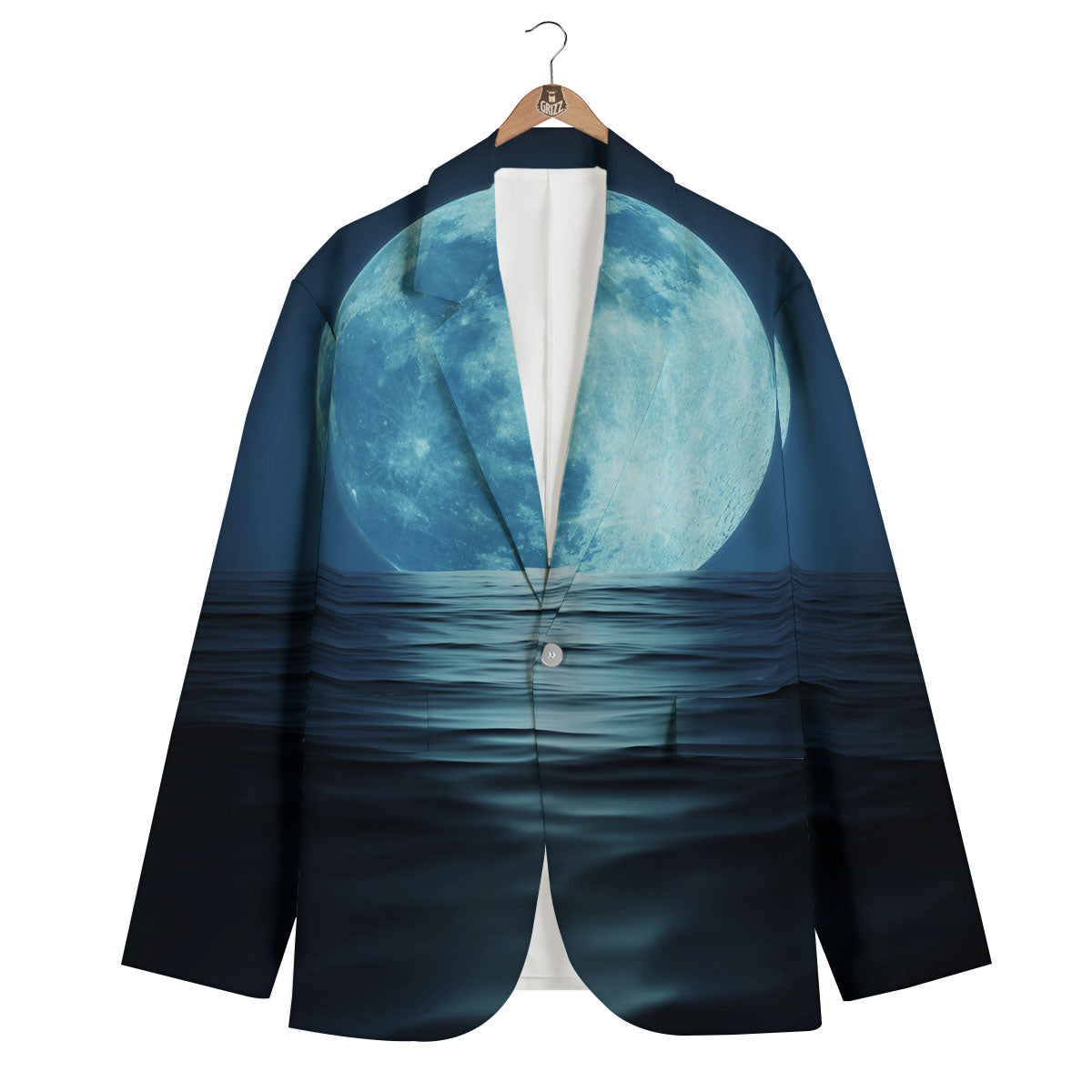 Moonlight And The Sea Print Men's Blazer-grizzshop