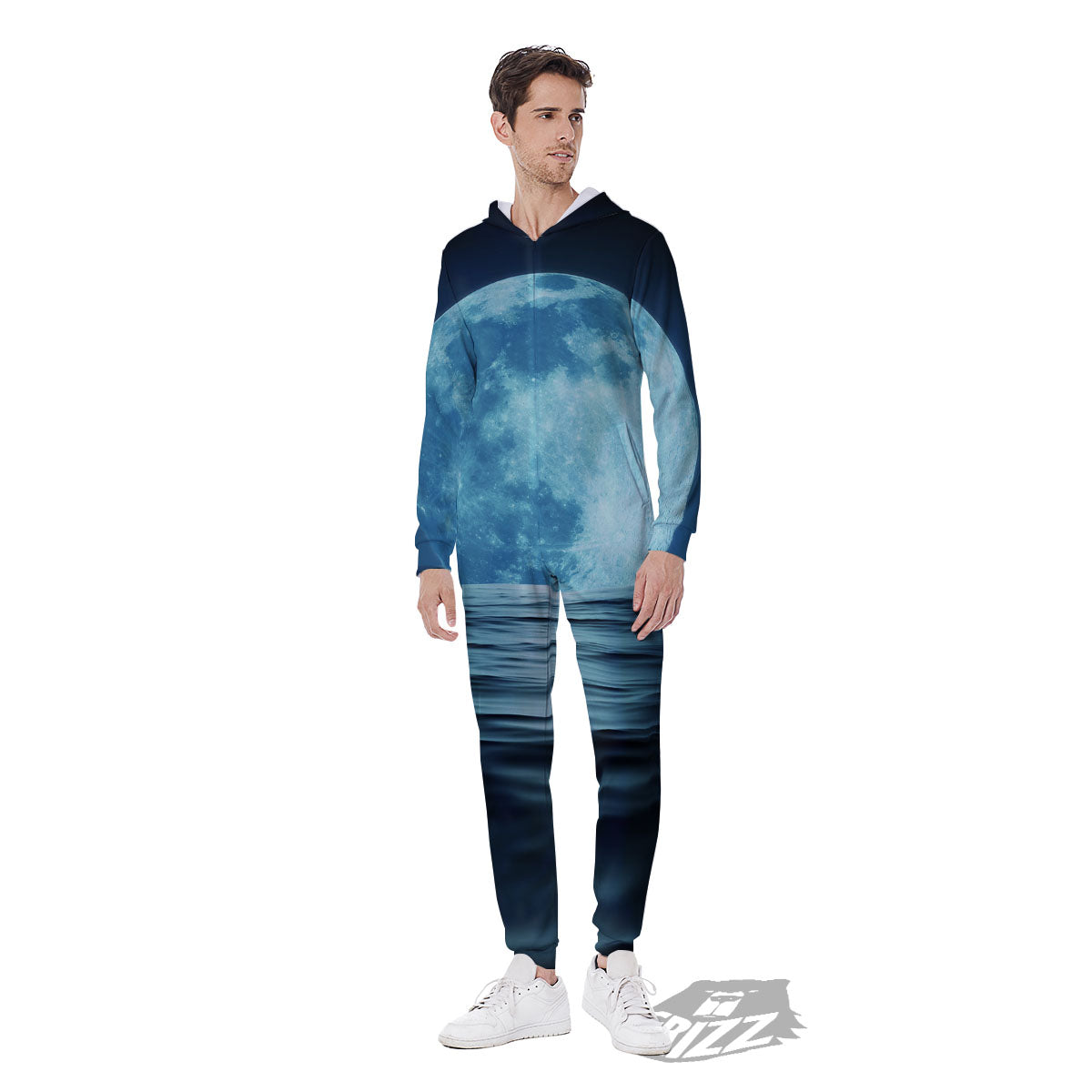 Moonlight And The Sea Print Men's Jumpsuit-grizzshop