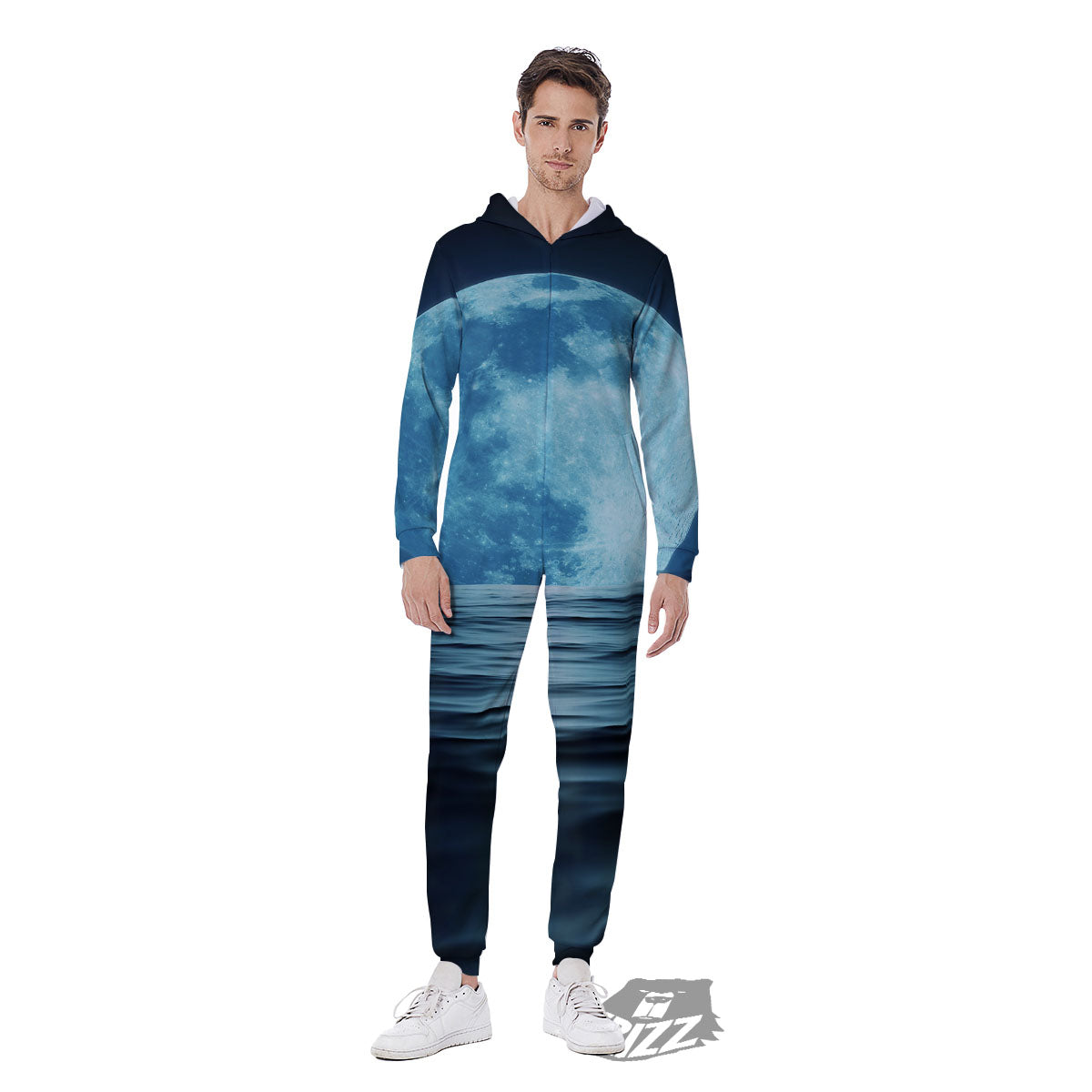 Moonlight And The Sea Print Men's Jumpsuit-grizzshop