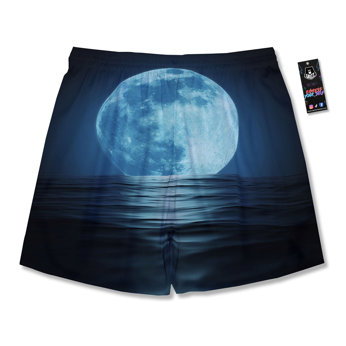 Moonlight And The Sea Print Men's Running Shorts-grizzshop