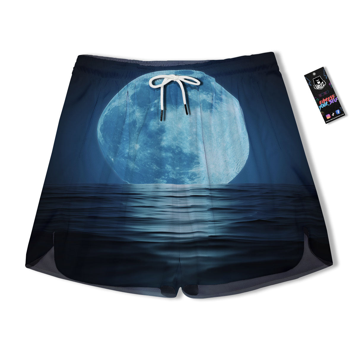 Moonlight And The Sea Print Men's Running Shorts-grizzshop
