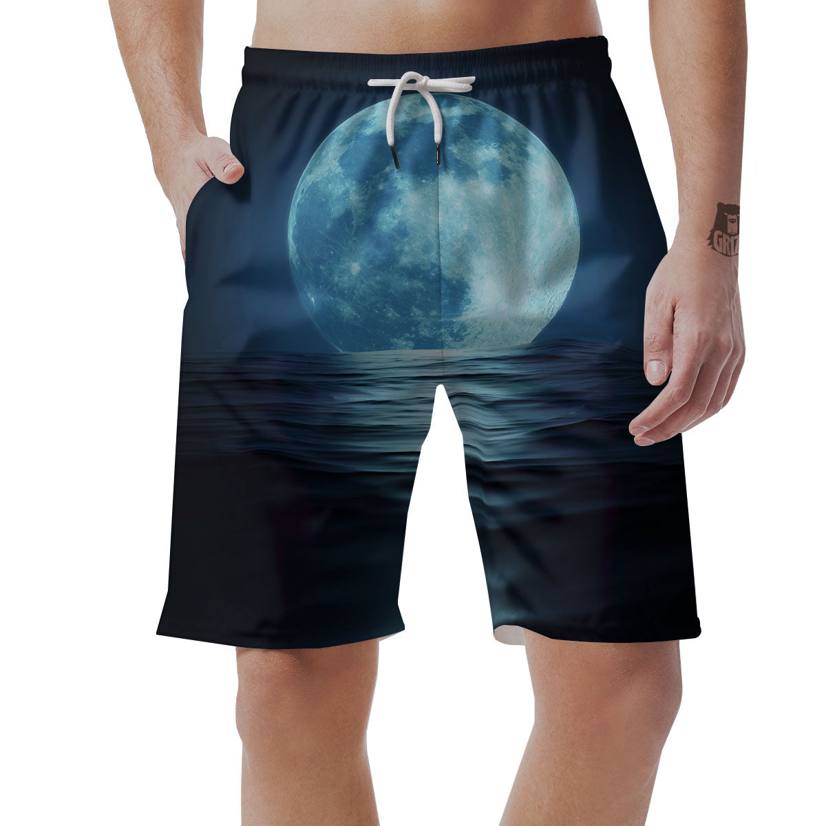 Moonlight And The Sea Print Men's Shorts-grizzshop