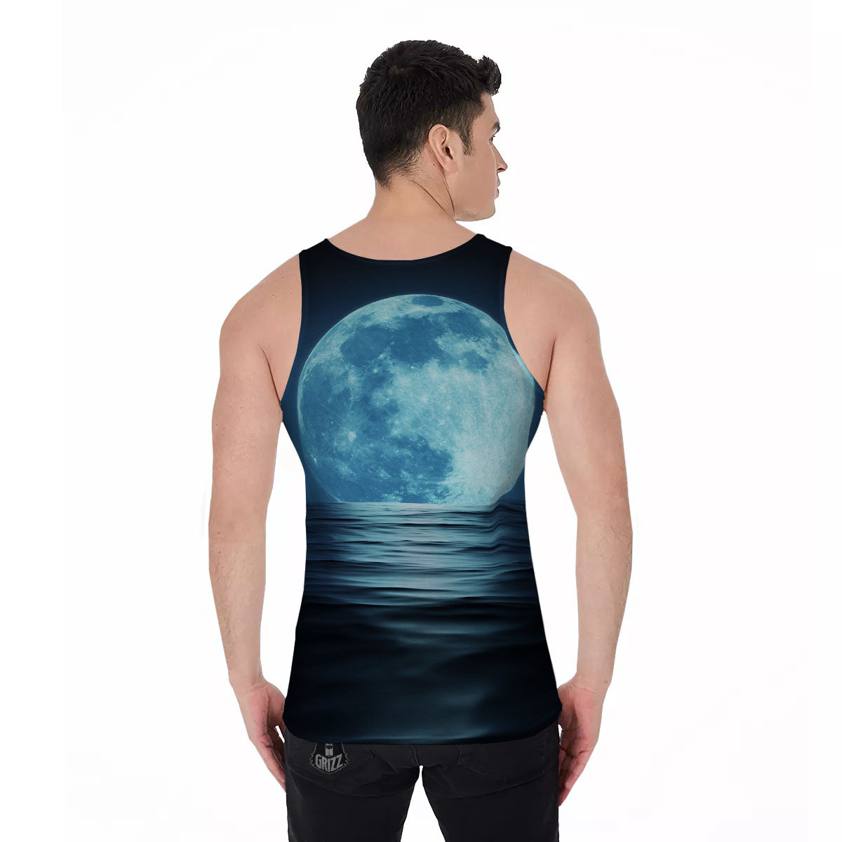 Moonlight And The Sea Print Men's Tank Top-grizzshop