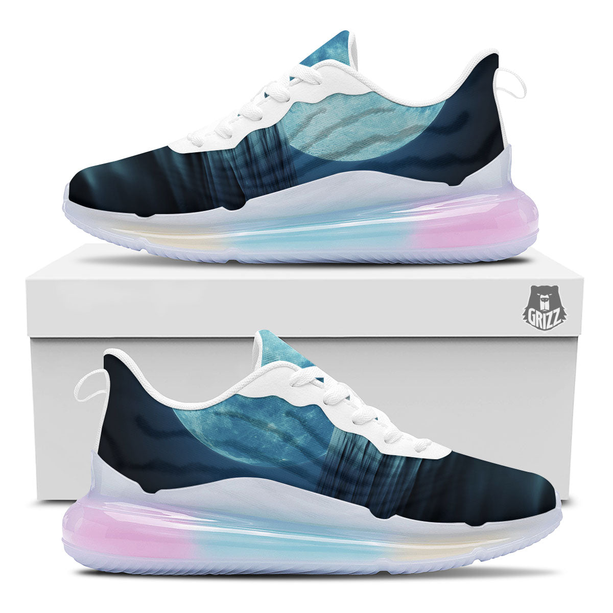 Moonlight And The Sea Print Running Sneakers-grizzshop