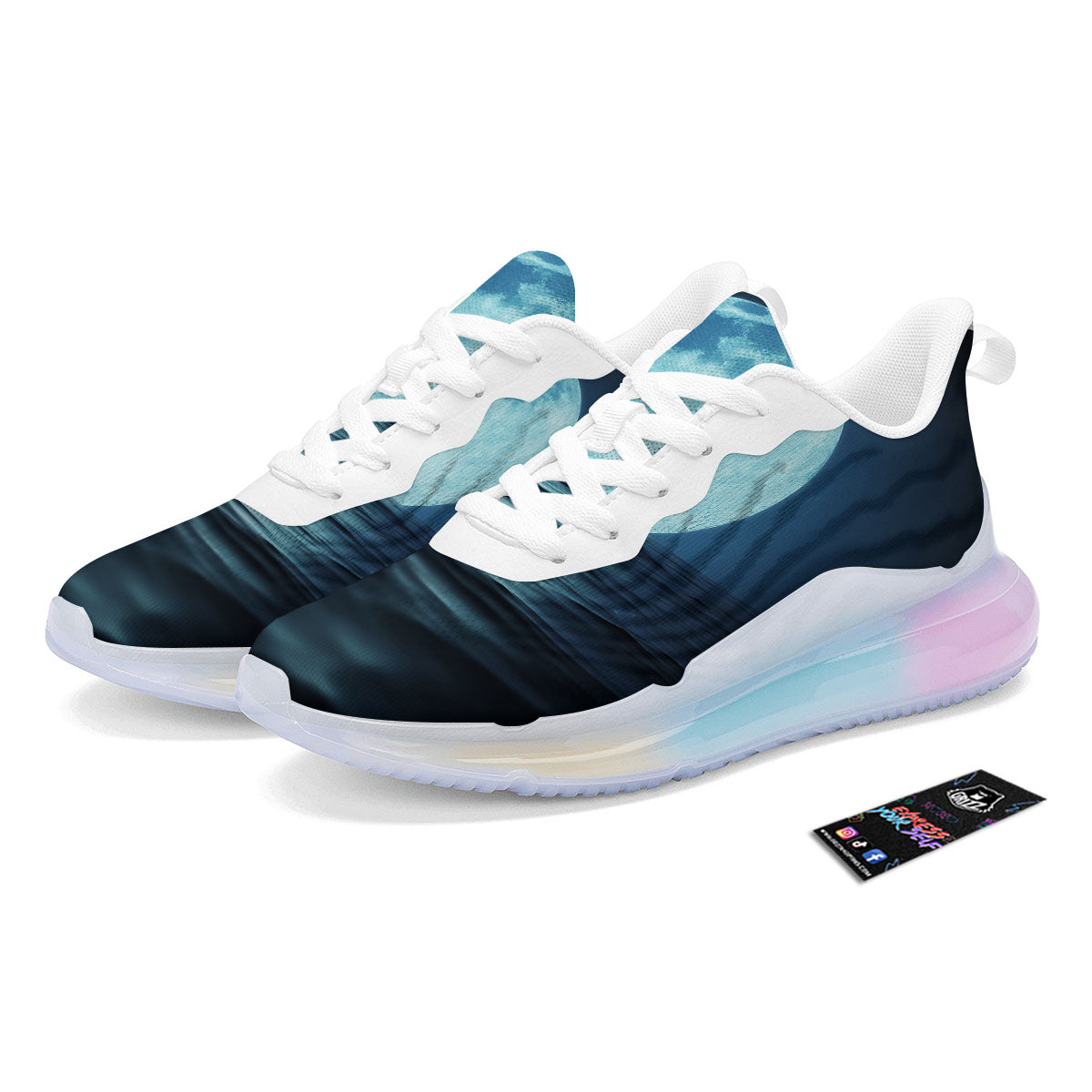 Moonlight And The Sea Print Running Sneakers-grizzshop