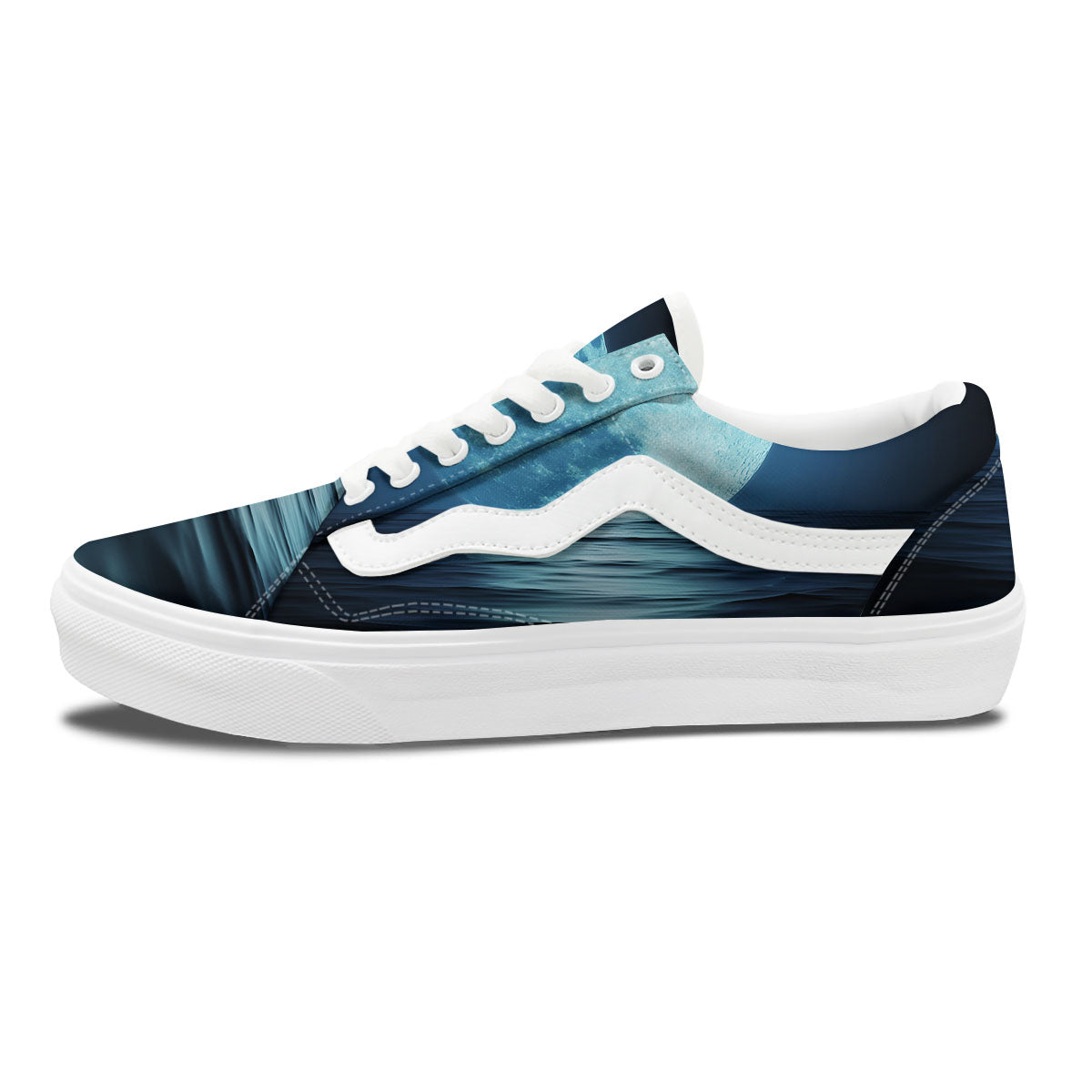 Moonlight And The Sea Print Skate Shoes-grizzshop