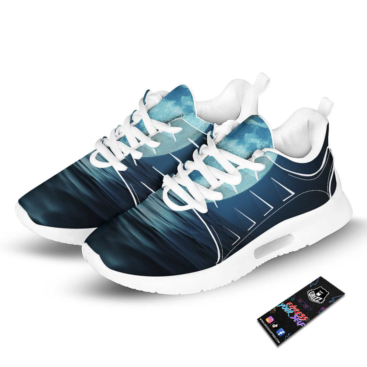 Moonlight And The Sea Print Tennis Shoes-grizzshop