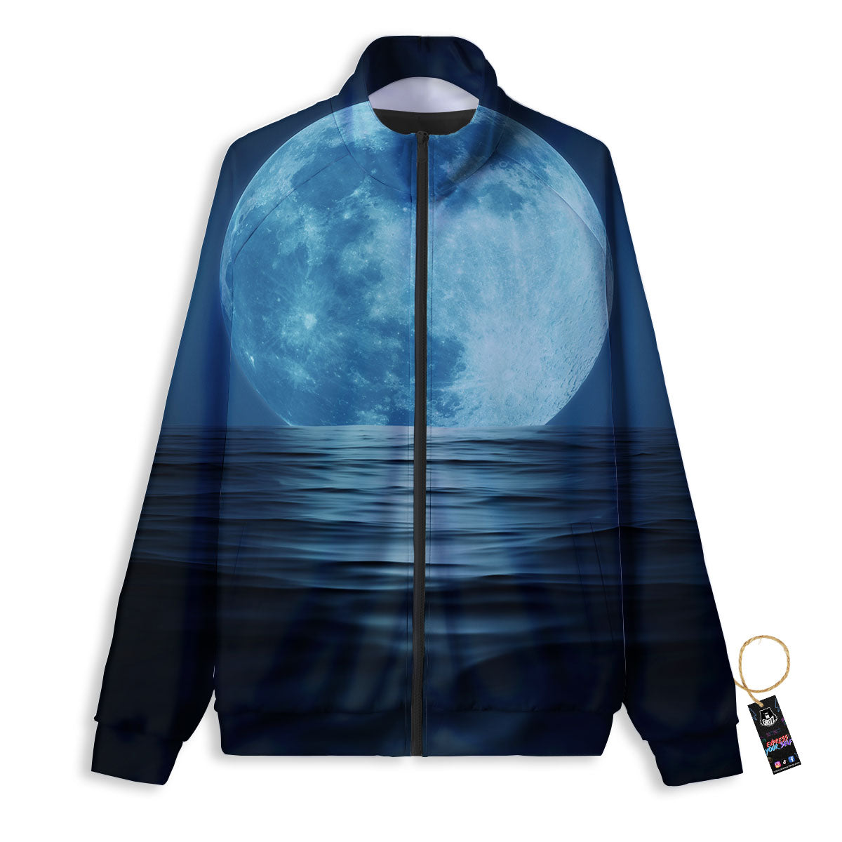 Moonlight And The Sea Print Track Jacket-grizzshop