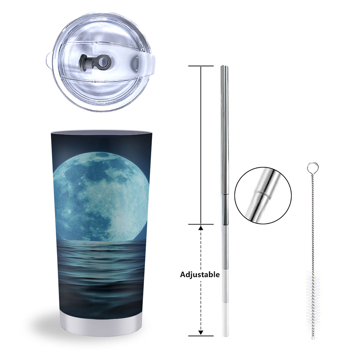 Moonlight And The Sea Print Tumbler-grizzshop
