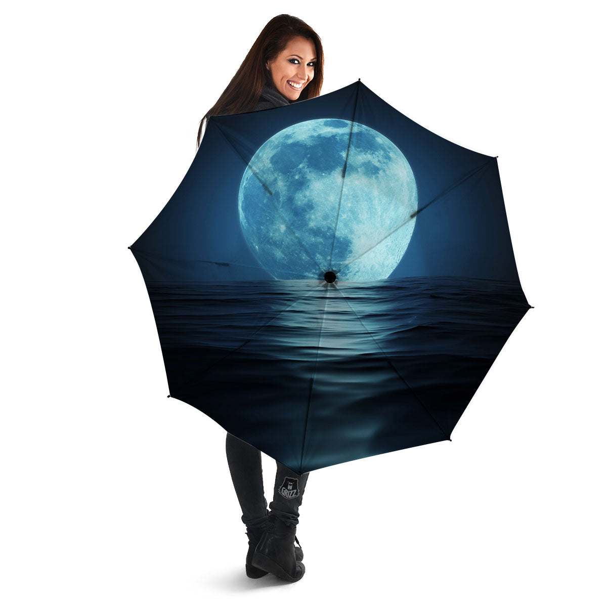 Moonlight And The Sea Print Umbrella-grizzshop