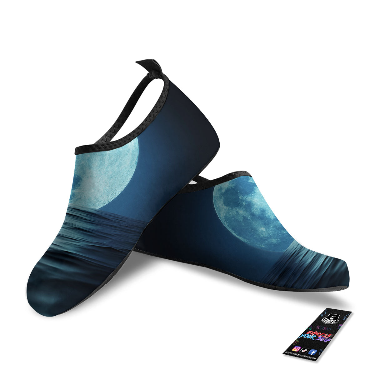 Moonlight And The Sea Print Water Shoes-grizzshop