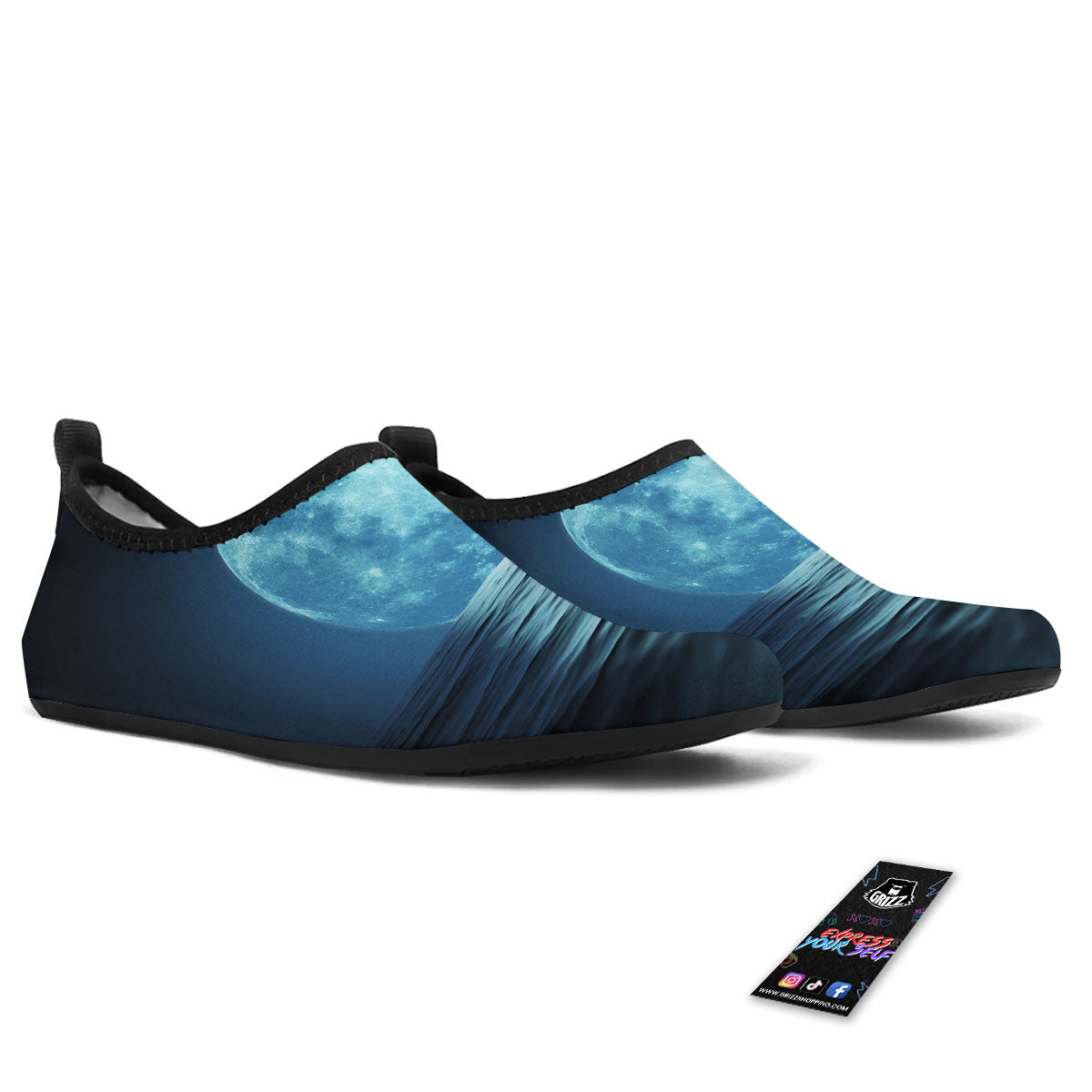 Moonlight And The Sea Print Water Shoes-grizzshop