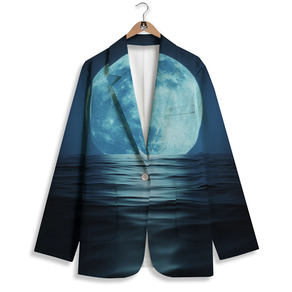 Moonlight And The Sea Print Women's Blazer-grizzshop