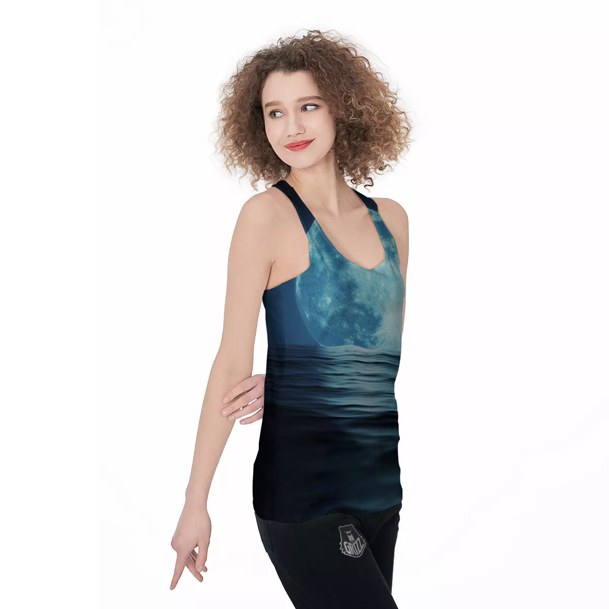 Moonlight And The Sea Print Women's Racerback Tank Top-grizzshop