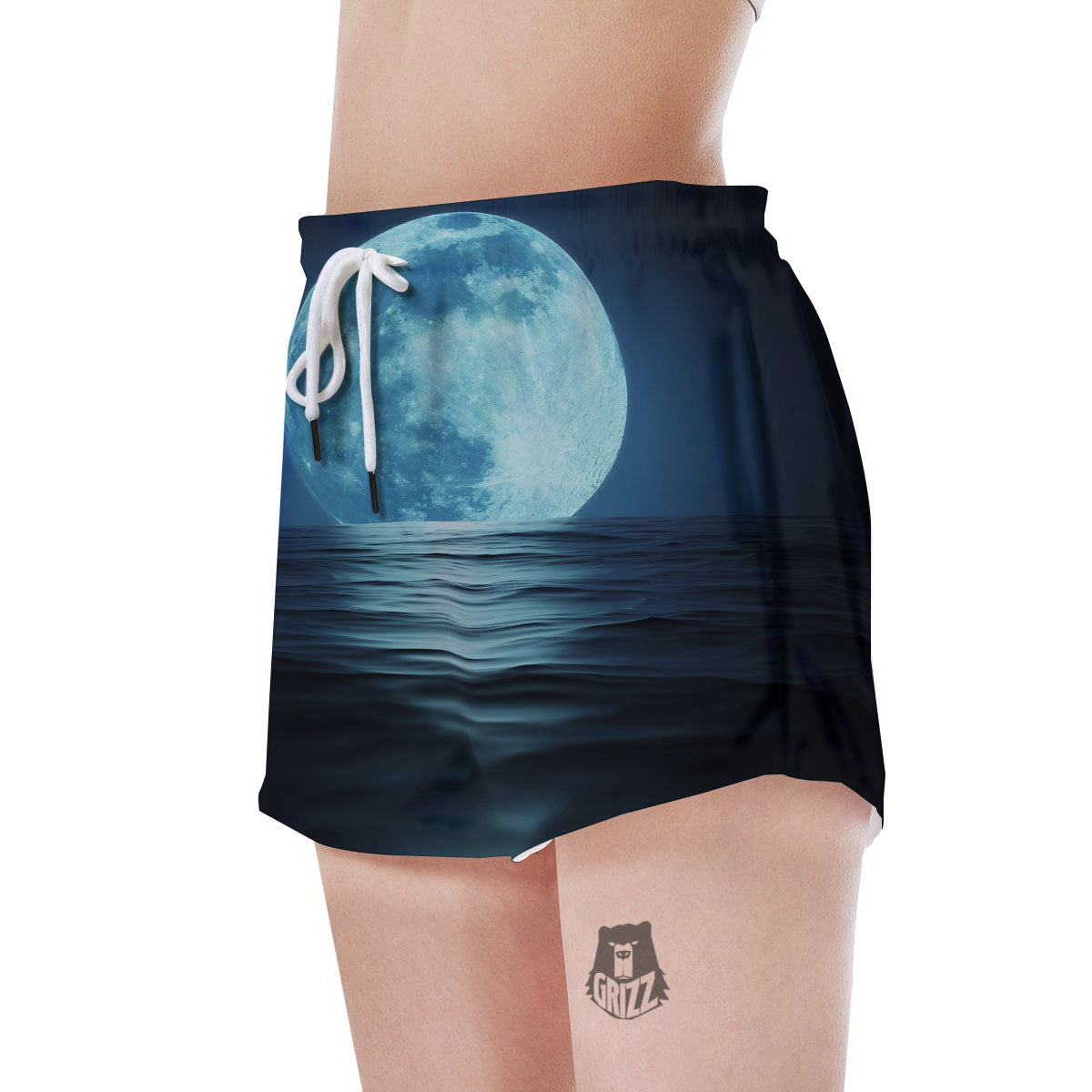 Moonlight And The Sea Print Women's Shorts-grizzshop