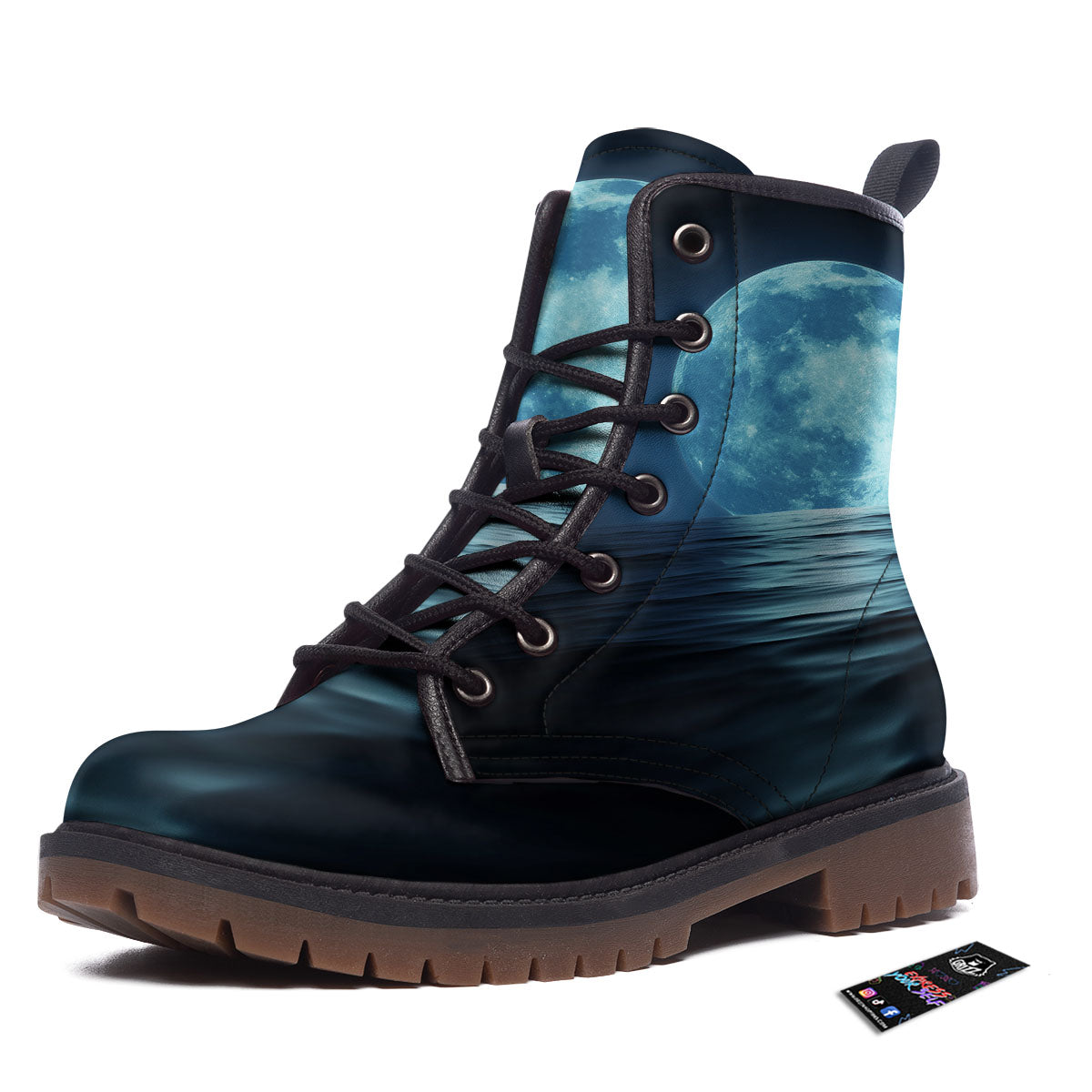 Moonlight And The Sea Print Work Boots-grizzshop