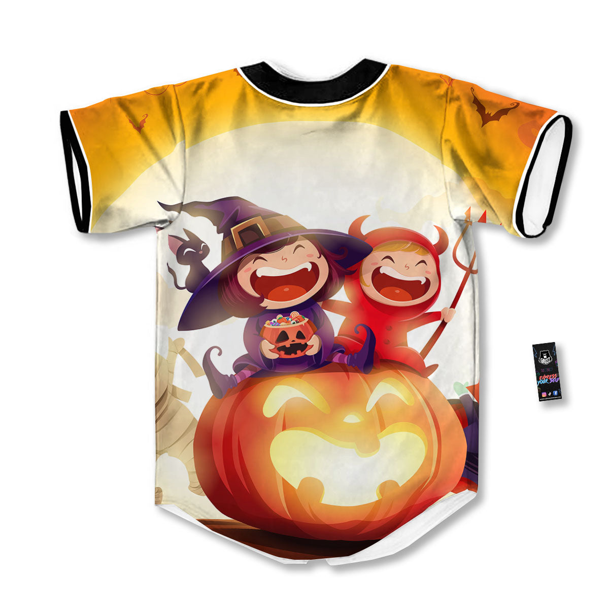 Moonlight Halloween Print Baseball Jersey-grizzshop