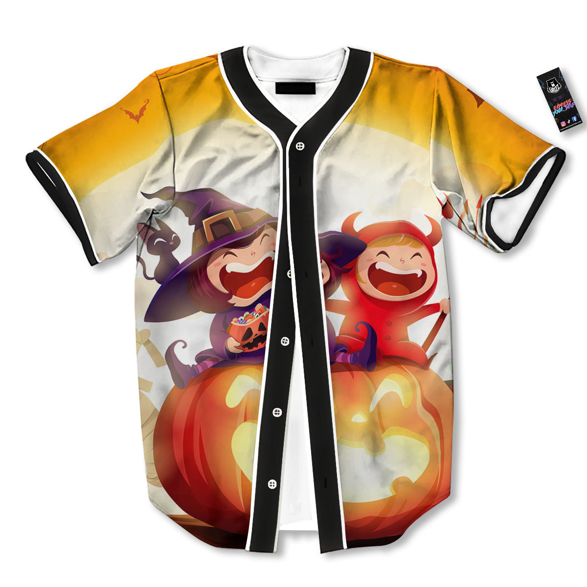 Moonlight Halloween Print Baseball Jersey-grizzshop