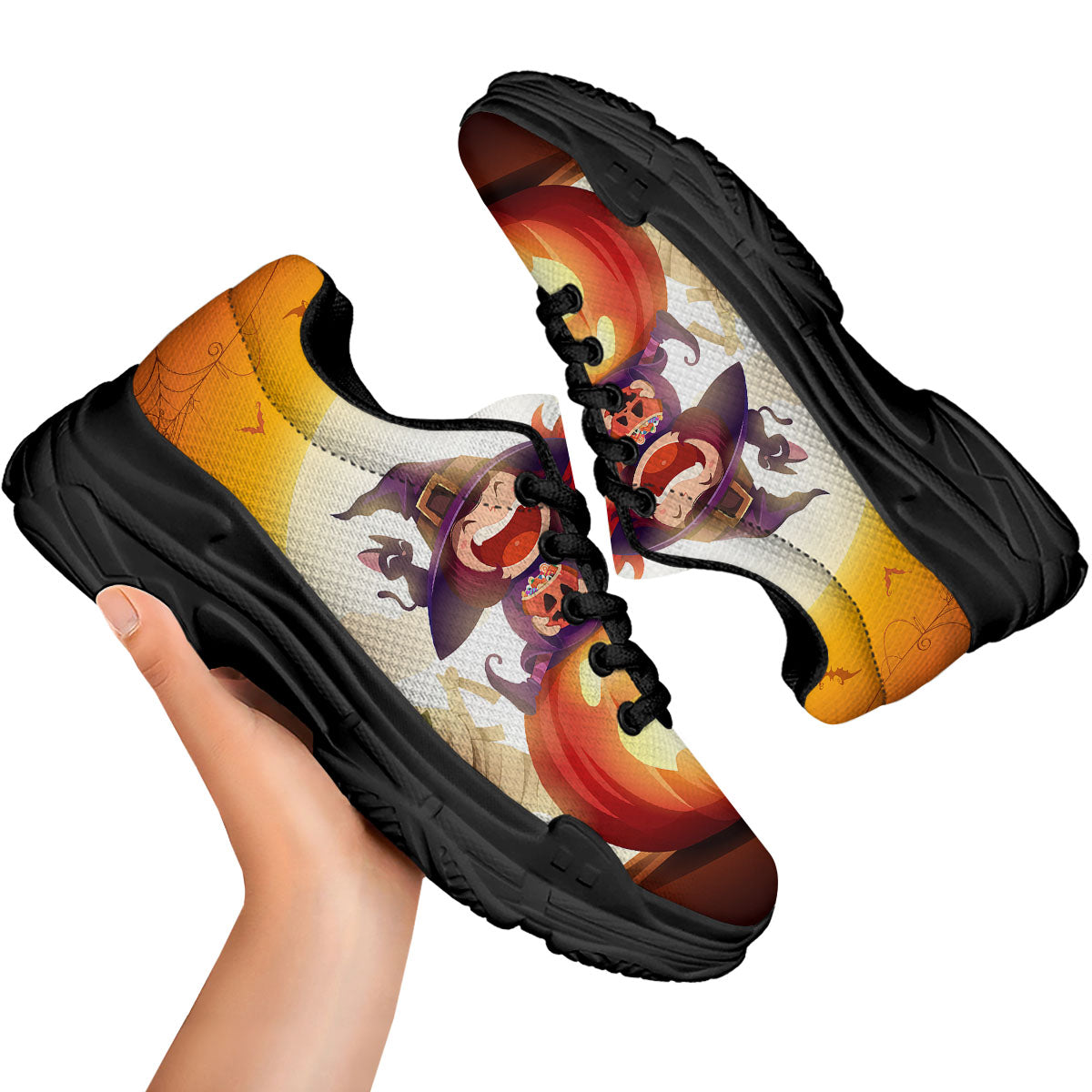 Moonlight Halloween Print Black Chunky Shoes-grizzshop