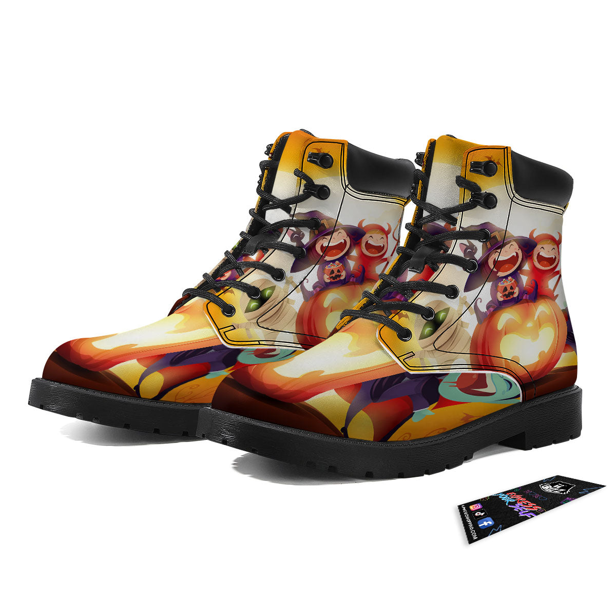 Moonlight Halloween Print Boots-grizzshop