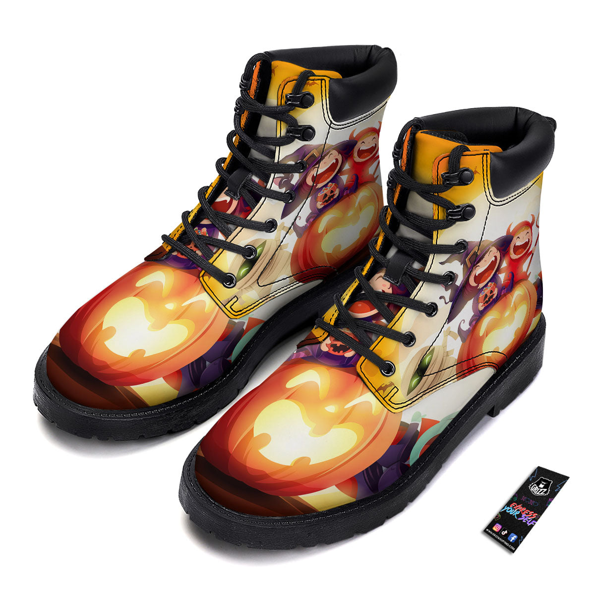 Moonlight Halloween Print Boots-grizzshop