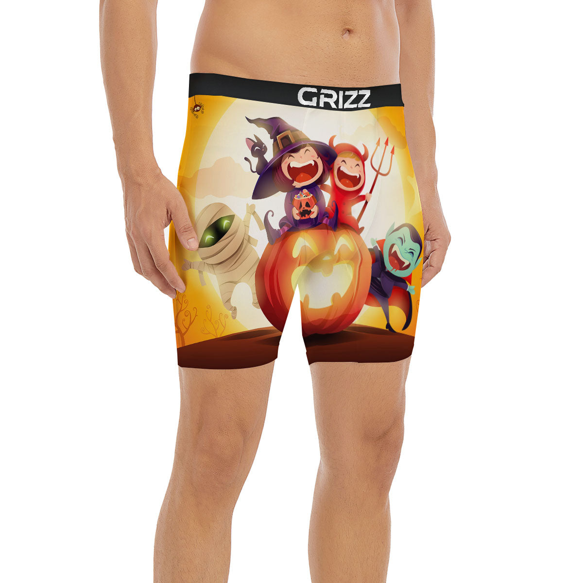 Moonlight Halloween Print Boxer Briefs-grizzshop