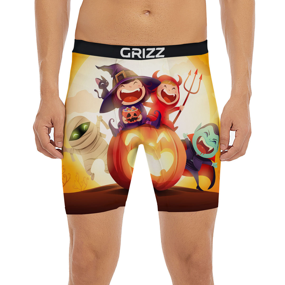 Moonlight Halloween Print Boxer Briefs-grizzshop
