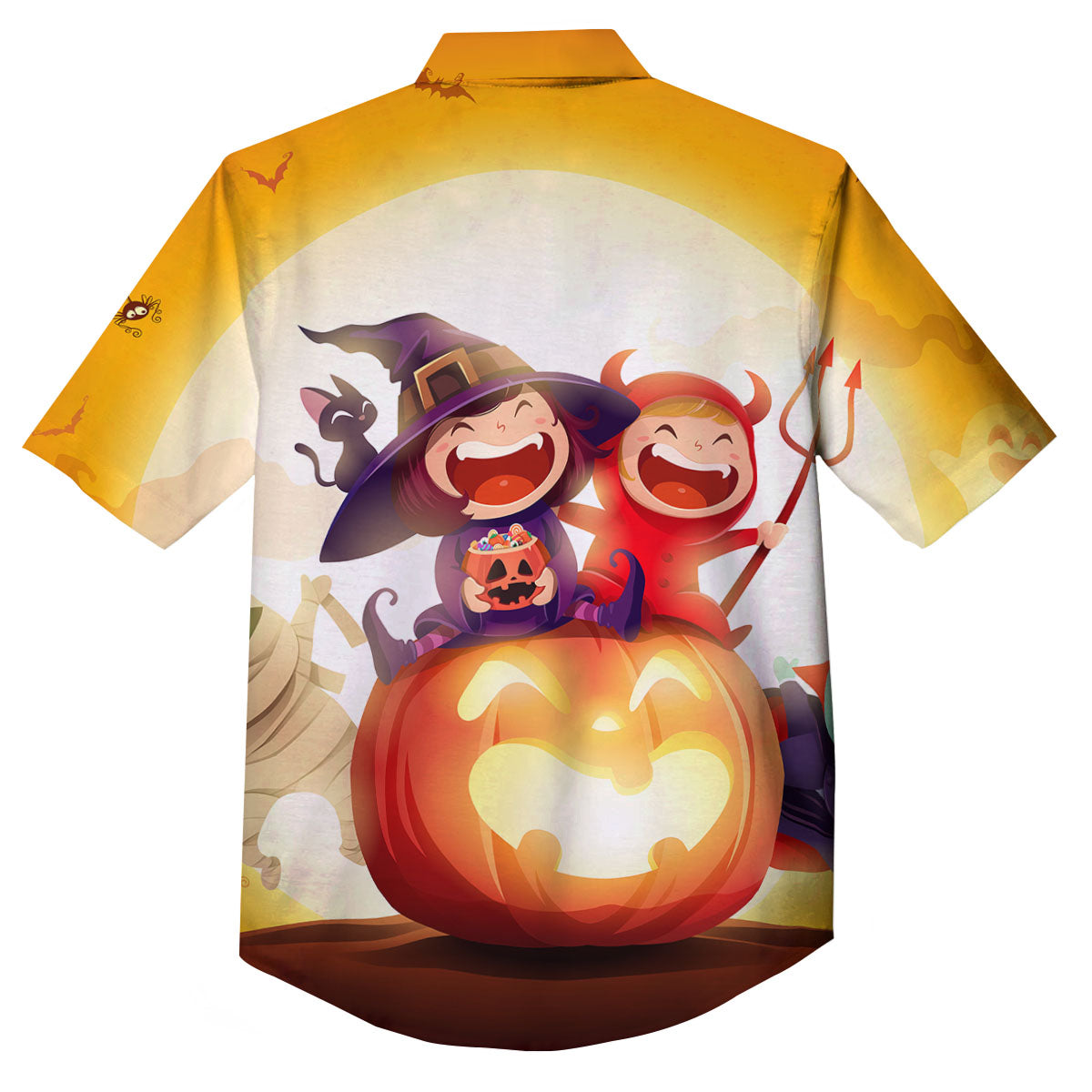 Moonlight Halloween Print Button Up Shirt-grizzshop