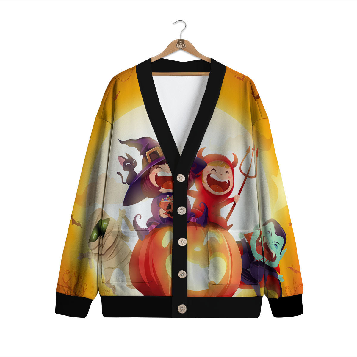 Moonlight Halloween Print Cardigan-grizzshop