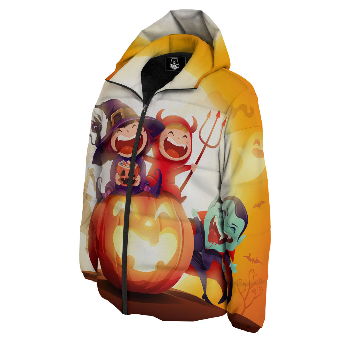 Moonlight Halloween Print Down Jacket-grizzshop