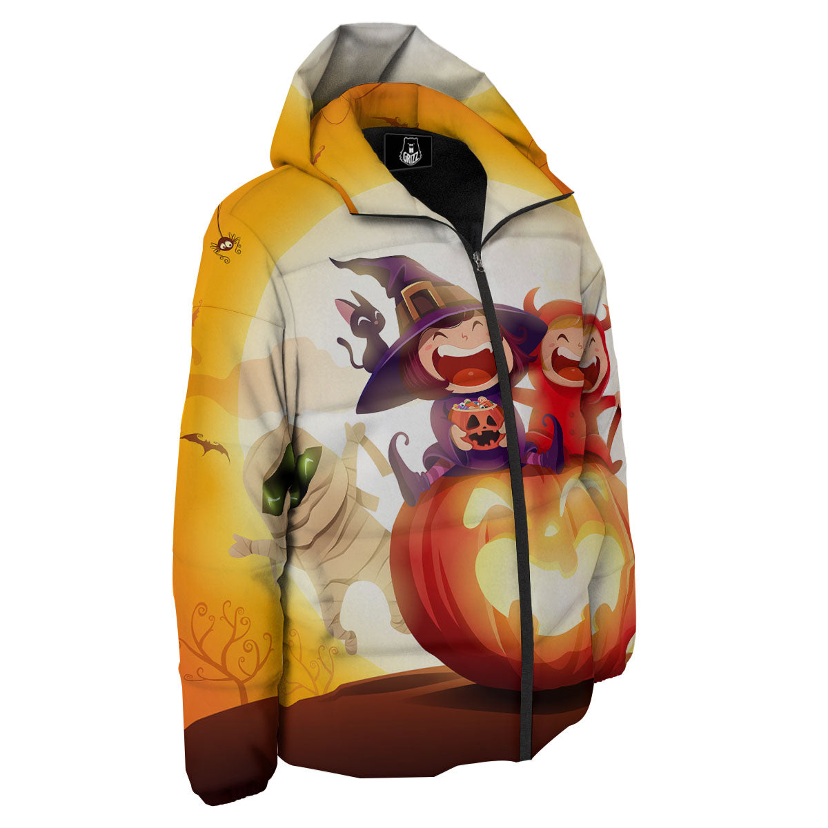 Moonlight Halloween Print Down Jacket-grizzshop