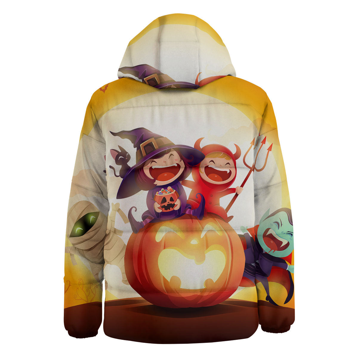 Moonlight Halloween Print Down Jacket-grizzshop