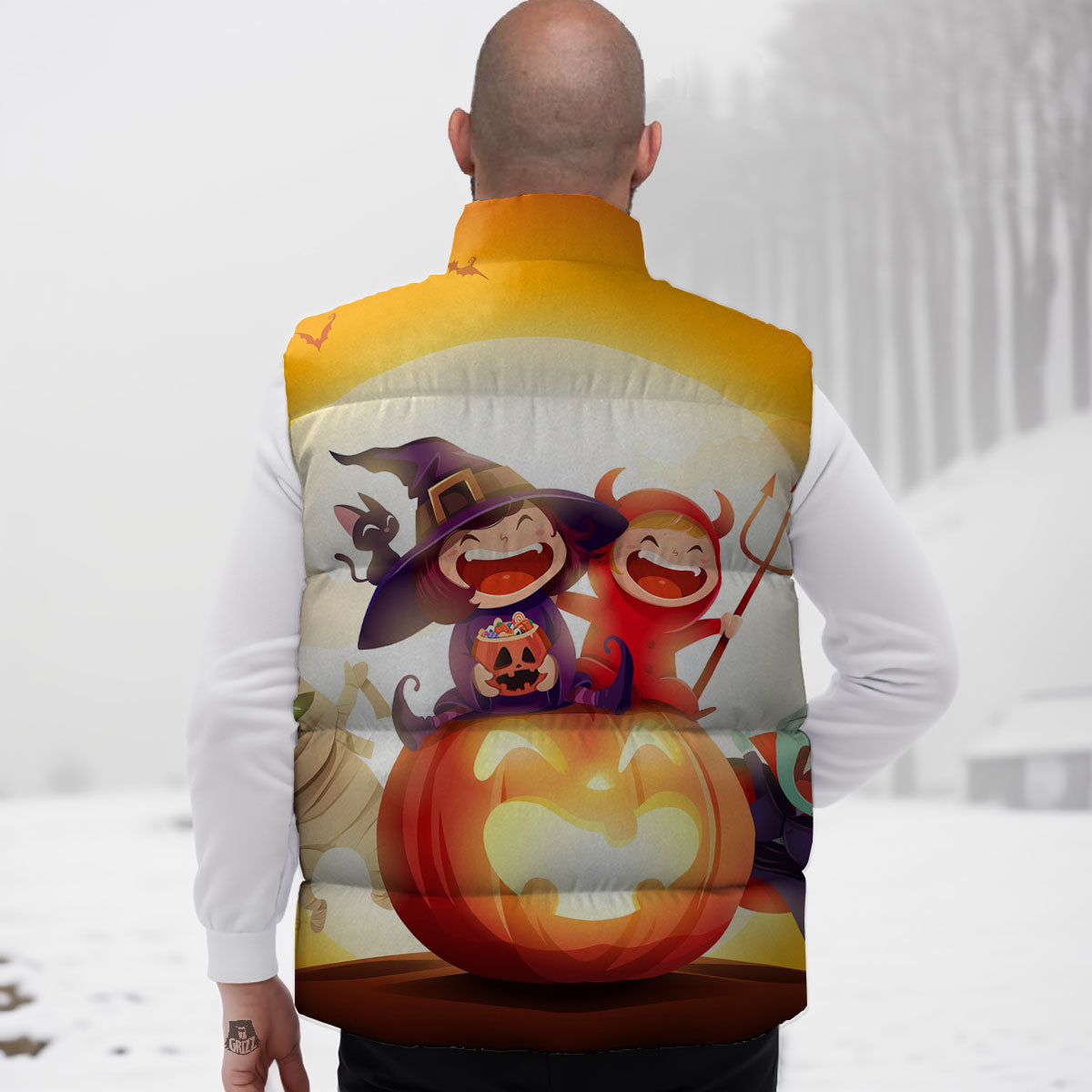Moonlight Halloween Print Down Vest