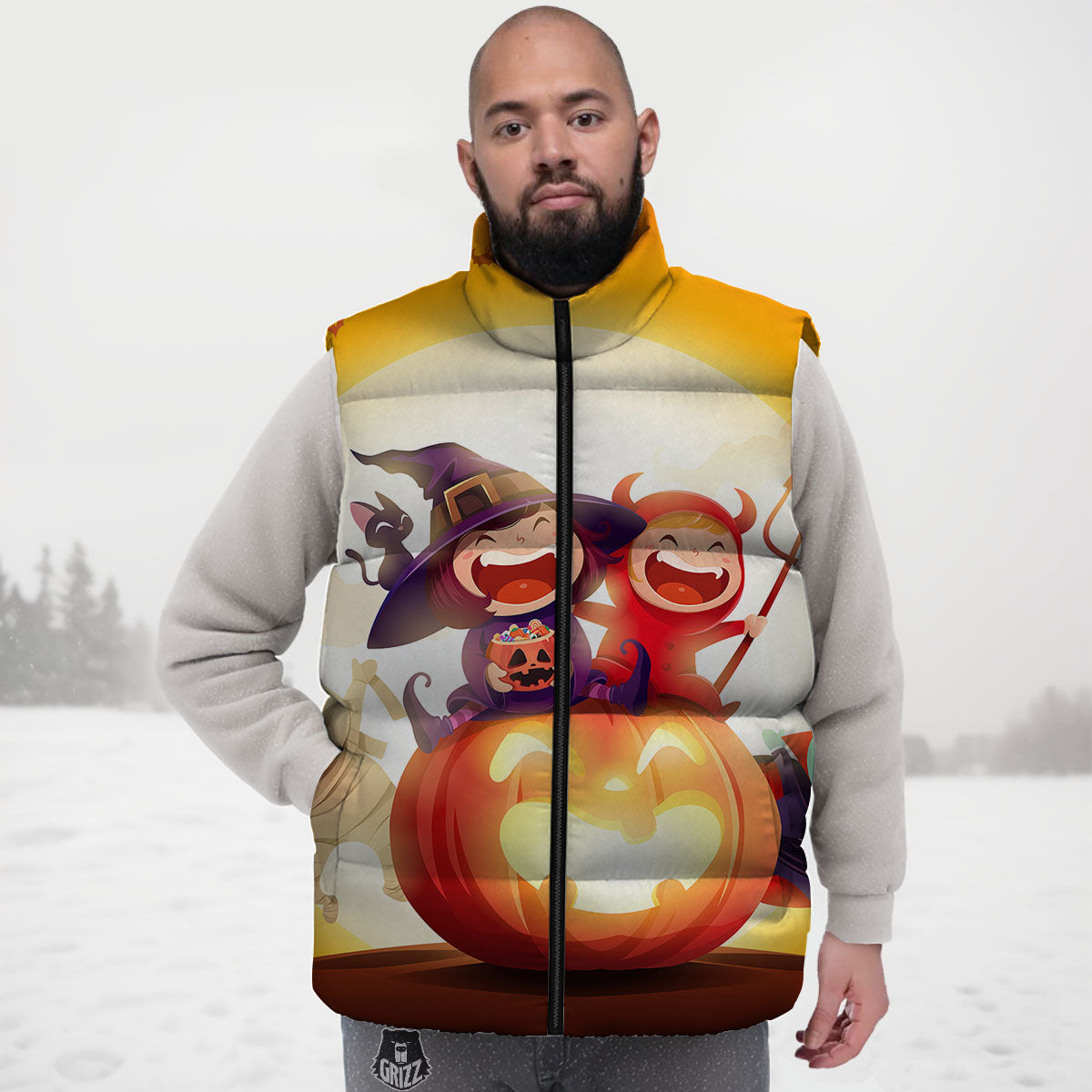 Moonlight Halloween Print Down Vest
