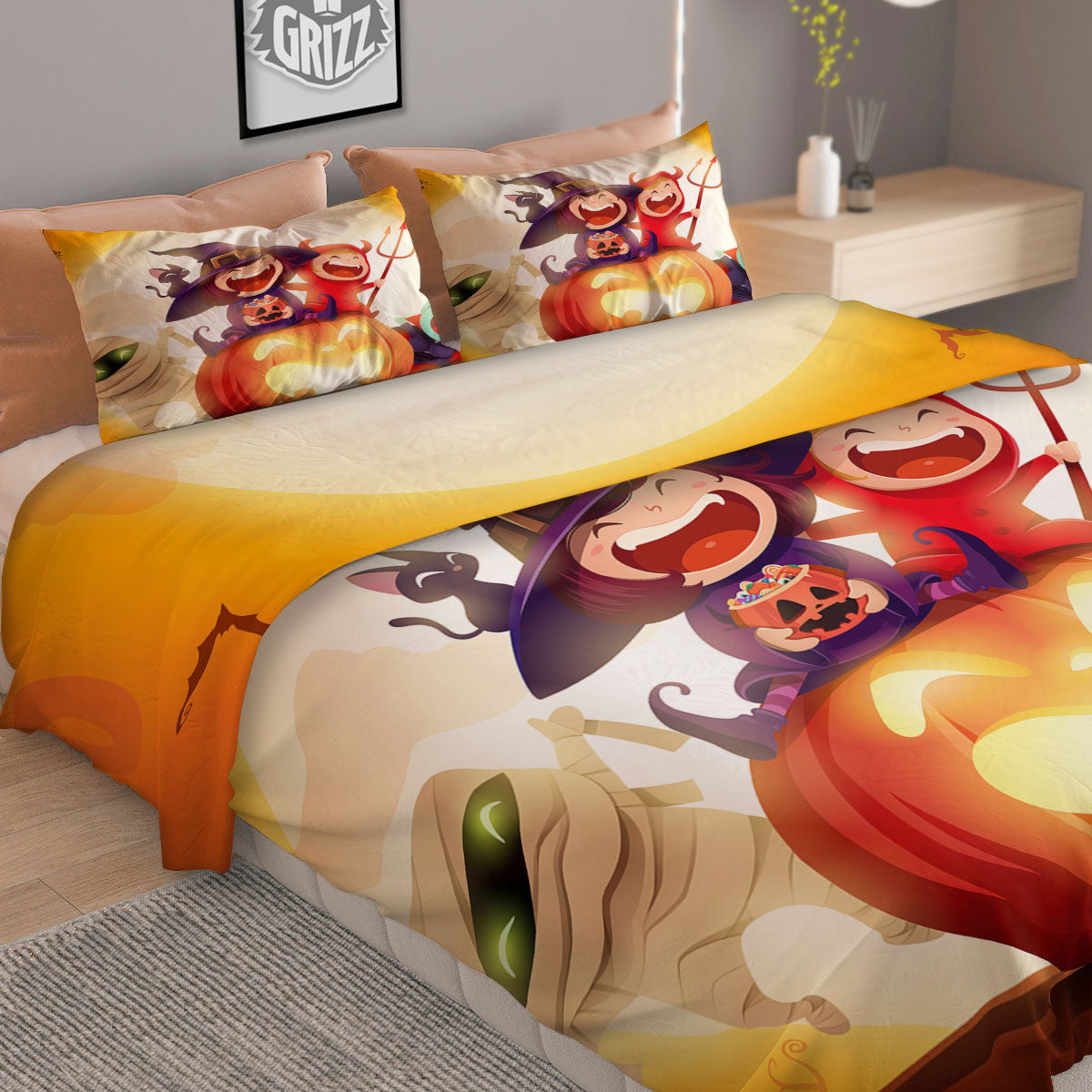 Moonlight Halloween Print Duvet Cover Bedding Set